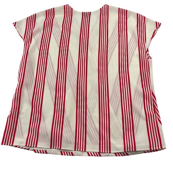 Talbots Women's Striped V-Neck Blouse Size Large Red & White Polyester - Picture 4 of 5